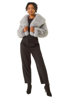 Petite Cropped Fur Coat