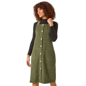 Corduroy Pinafore Midi Dress
