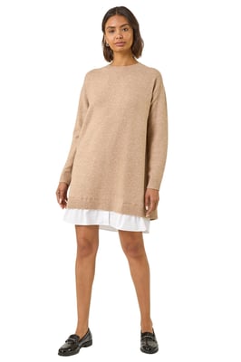 Mock Shirt Knitted Dress