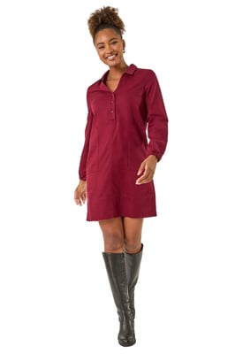 Collared Shift Shirt Dress