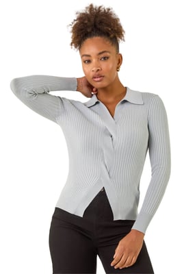 Collar Ribbed Cable Knit Jumper