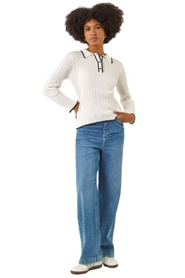 Textured Colour Block Knit Jumper