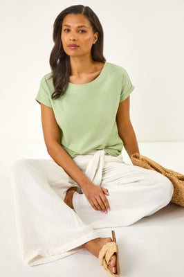 Plain Stretch Cotton Jersey T-Shirt