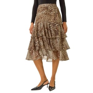 Animal Print Ruffled Skirt