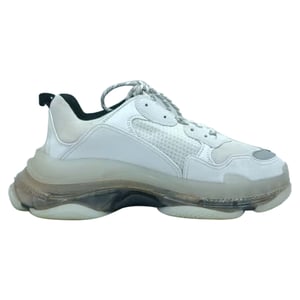 Balenciaga Triple S Clear Sole Sneakers in White Polyester