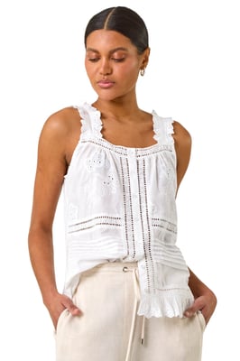 Embroidered Trim Button Detail Cami