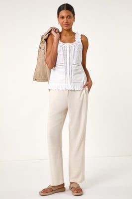 Embroidered Trim Button Detail Cami