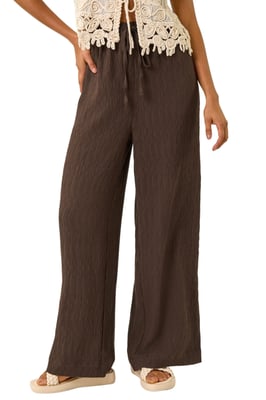 Textured Elastic Waist Trousers