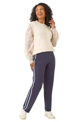 Petite Side Stripe Ponte Trouser