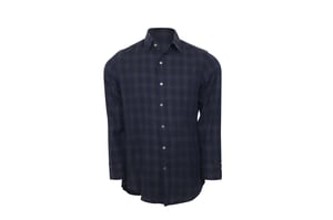 Tom Ford Long Sleeve Check Shirt in Navy Blue Cotton