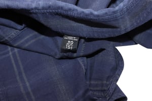 Tom Ford Long Sleeve Check Shirt in Navy Blue Cotton