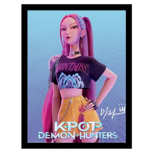 K-Pop Demon Hunters Mira Framed Poster (Pink/Blue)