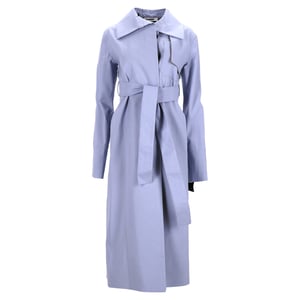 Jil Sander Secured Button Belted Trench Coat in Purple Cotton