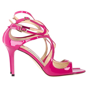 Jimmy Choo Lance Strappy Sandals in Pink Patent Leather