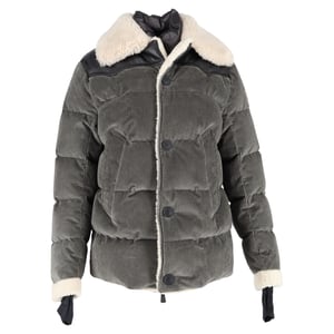 Moncler Roubion Shearling-Trimmed Jacket in Grey Cotton