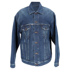 Balenciaga 'You Are The World' Embroidered Denim Jacket in Blue Cotton