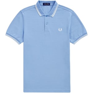 Fred Perry Heren Ribgebreid Poloshirt met Kraag (Licht Blauw)