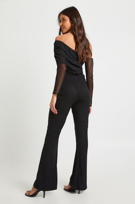 Mesh Asymmetric Bardot Jumpsuit