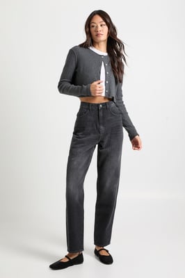 Tall Boohoo Basics High Waist Mom Jean