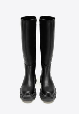 Wittchen Dames leren laarzen met dikke zool en rits, zwart, natuurlijk leer