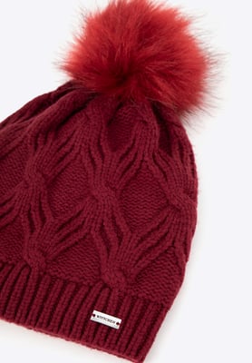Wittchen Dameswintermuts met pompon, bordeaux