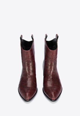Wittchen Dames Croco Leren Cowboylaarzen Bordeaux Natuurlijk Leer