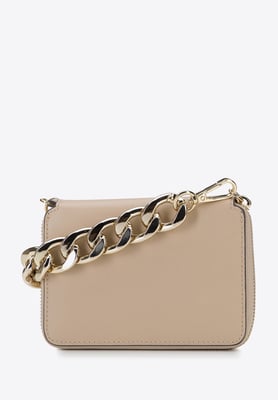 Wittchen Dames mini leren handtas met dikke ketting, beige, natuurlijk leer