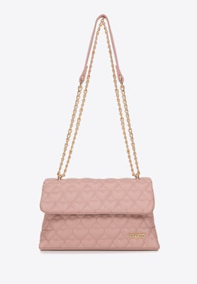 Wittchen Dames mini handtas gewatteerd met hartjes, roze eco-leer