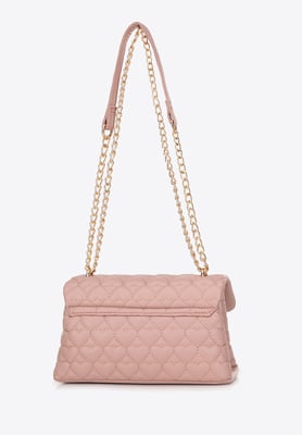 Wittchen Dames mini handtas gewatteerd met hartjes, roze eco-leer