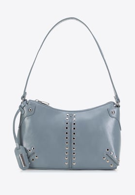 Wittchen Dames schoudertas met klinknagels, blauw, eco-leer