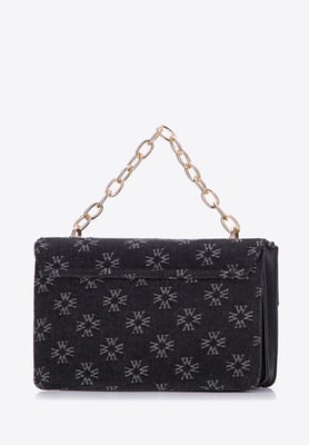 Wittchen Dames Denim Messenger Bag met Monogram Zwart Katoen