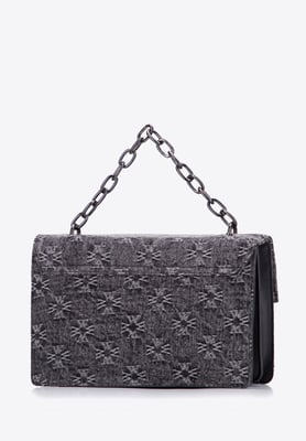 Wittchen Dames Denim Messenger Bag met Monogram Grijs Katoen
