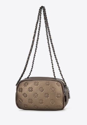 Wittchen Dames Leren Crossbody Tas met Gouden Ketting, Natuurlijk Leer