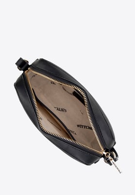 Wittchen Dames crossbody tas van jacquard en eco-leer, crème en zwart