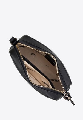 Wittchen Dames crossbody tas van jacquard en eco-leer, zwart en roze