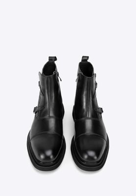Wittchen Heren Leren Chelsea Boots met Croco Inzetstukken, Zwart