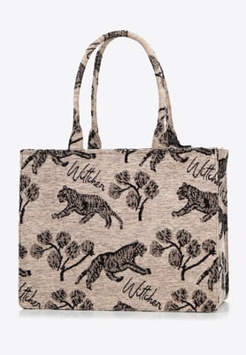 Wittchen Dames jacquard-patroon shoppertas, bruin en zwart