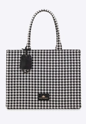 Wittchen Dames jacquard patroon shopper tas zwart en wit katoen
