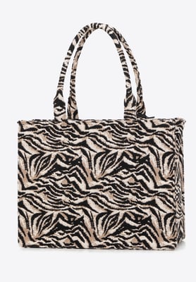 Wittchen Dames jacquard-patroon shoppertas in zwart en bruin katoen