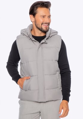 Wittchen Heren Gewatteerd Vest met Afneembare Capuchon, Grijs Polyester