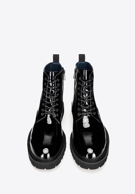 Wittchen Heren lakleren gevechtslaarzen, zwart