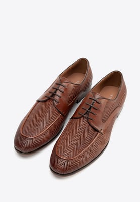 Wittchen Heren Derby schoenen van echt leer met vlechtwerk, lichtbruin