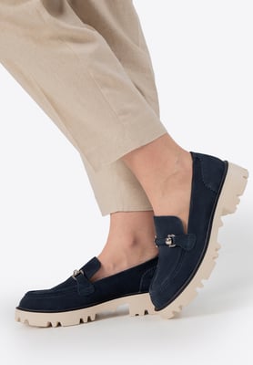 Wittchen Dames Suède Gesp Loafers Marineblauw Suède Leer