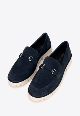 Wittchen Dames Suède Gesp Loafers Marineblauw Suède Leer