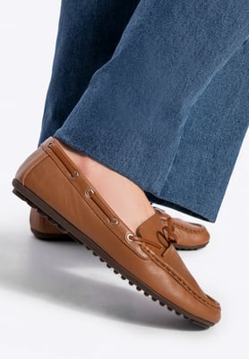 Wittchen Dames Leren Mocassins met Bandje, Bruin, Natuurlijk Leer