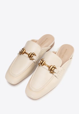 Wittchen Dames Leren Loafers met Open Hak, Beige, Natuurlijk Leer