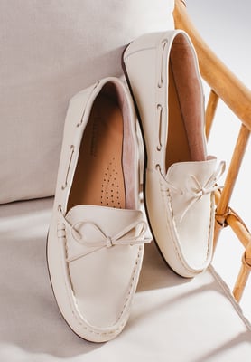 Wittchen Dames Leren Mocassins met Bandje, Crème, Natuurlijk Leer