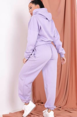 Oversized Front Pocket Pullover Hoodie Cuffed Joggers Loungewear Set