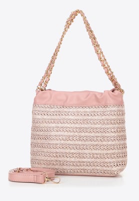 Wittchen Woman Woven Crossbody Bag met kettingen roze polypropyleen