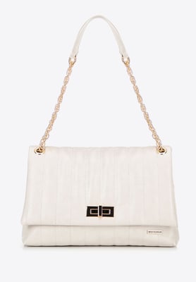 Wittchen Dames eco-leren crossbody tas, groot, twee compartimenten, crème